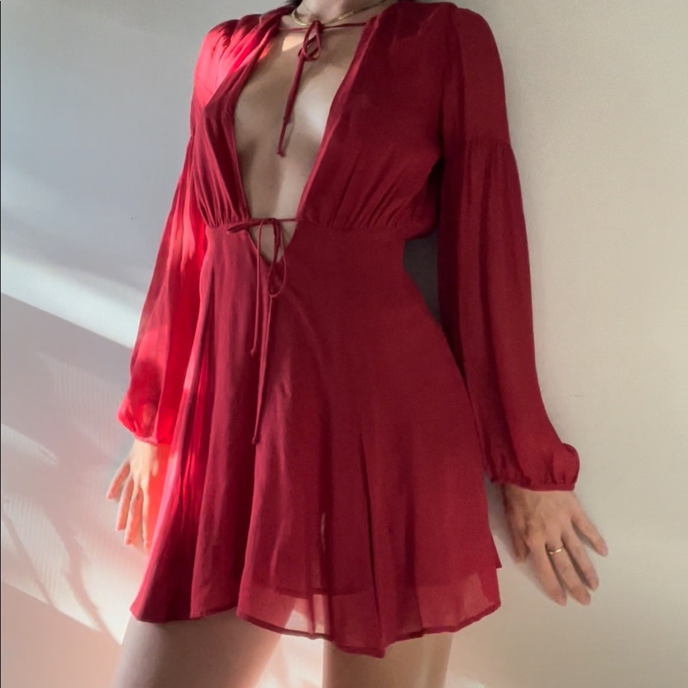 RED MINI REFORMATION DRESS